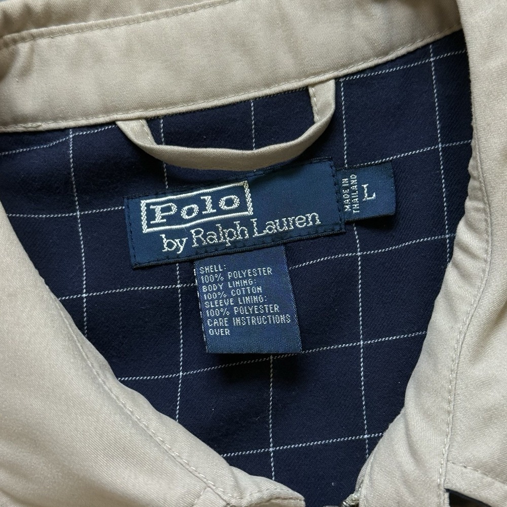 VTG Polo Ralph Lauren Harrington Jacket Mens Large Tan Beige Plaid Lined BiSwing - Picture 3 of 10